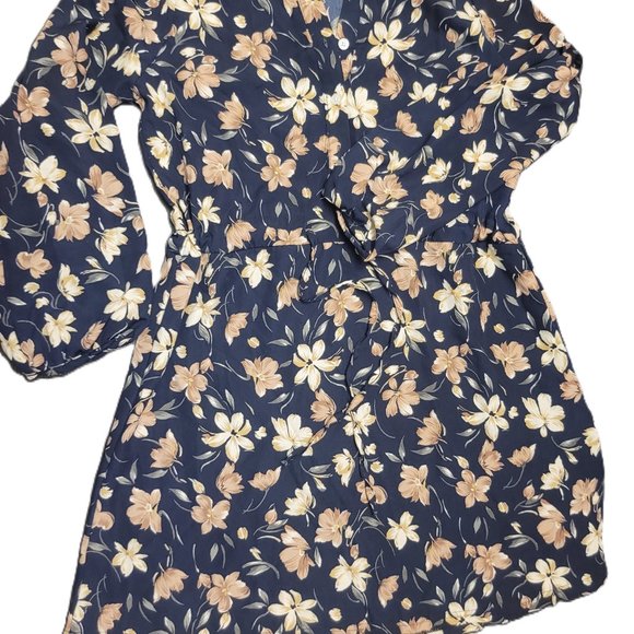 Navy Flora dress Made in Korea - Picture 3 of 5